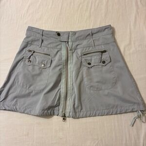Ojai Womens Size 4 Utility Mini Skirt Light Grey Full Zip Cargo‎ Pockets